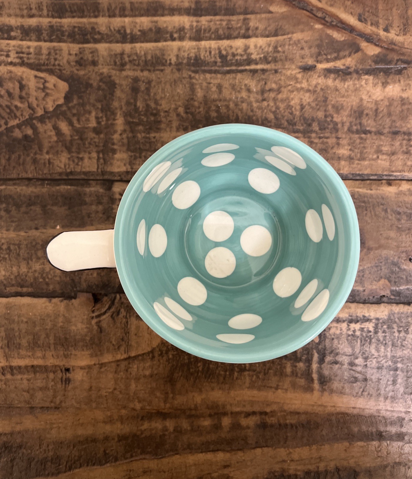 Anthropologie Katie Mandy “Try Your Best” Coffee Mug Tea Cup Polka Dot 14oz