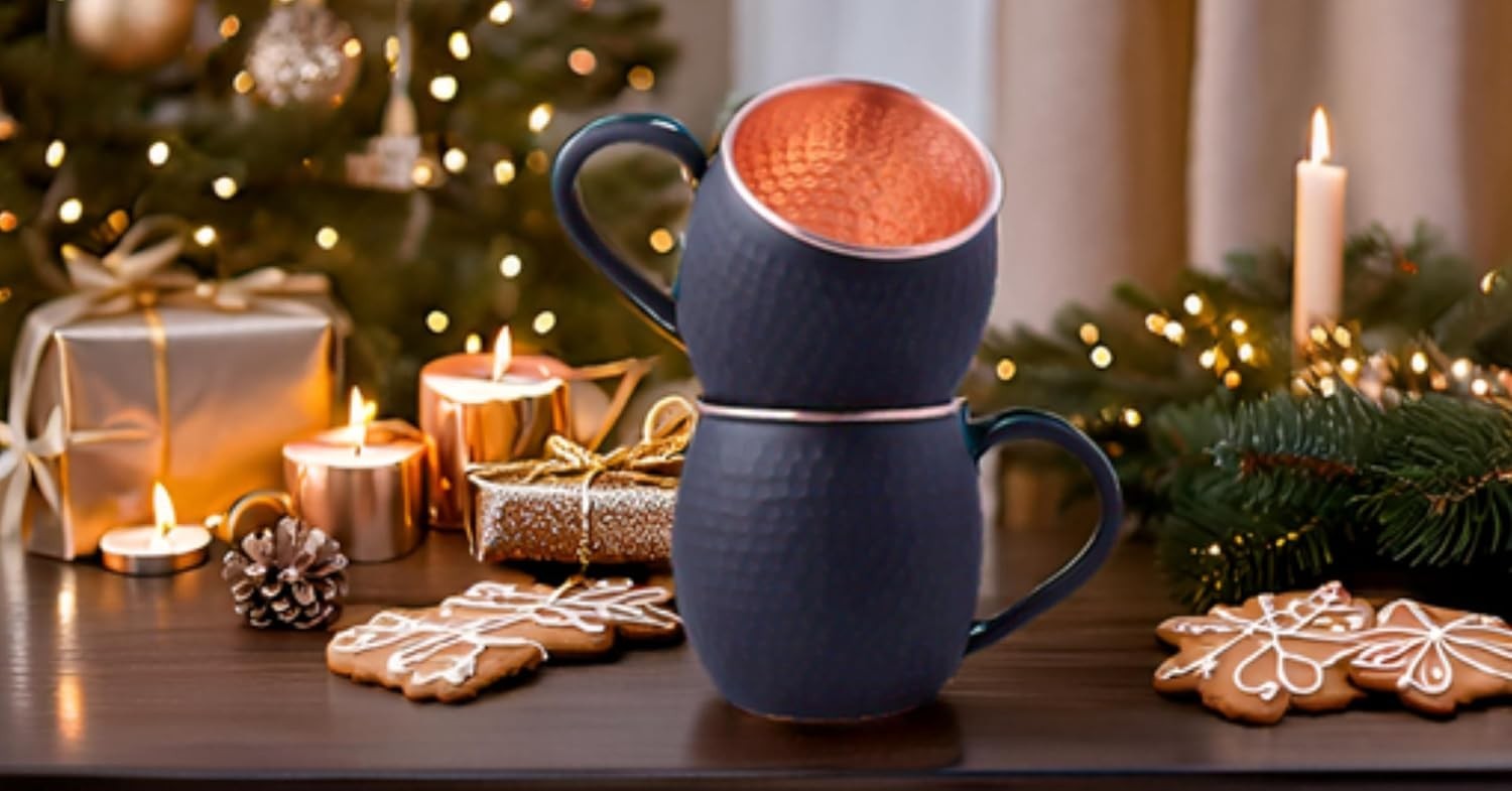 16 Oz Black Matte Moscow Mule Mugs Pure Copper 2 Count (Pack of 1) Matte Black