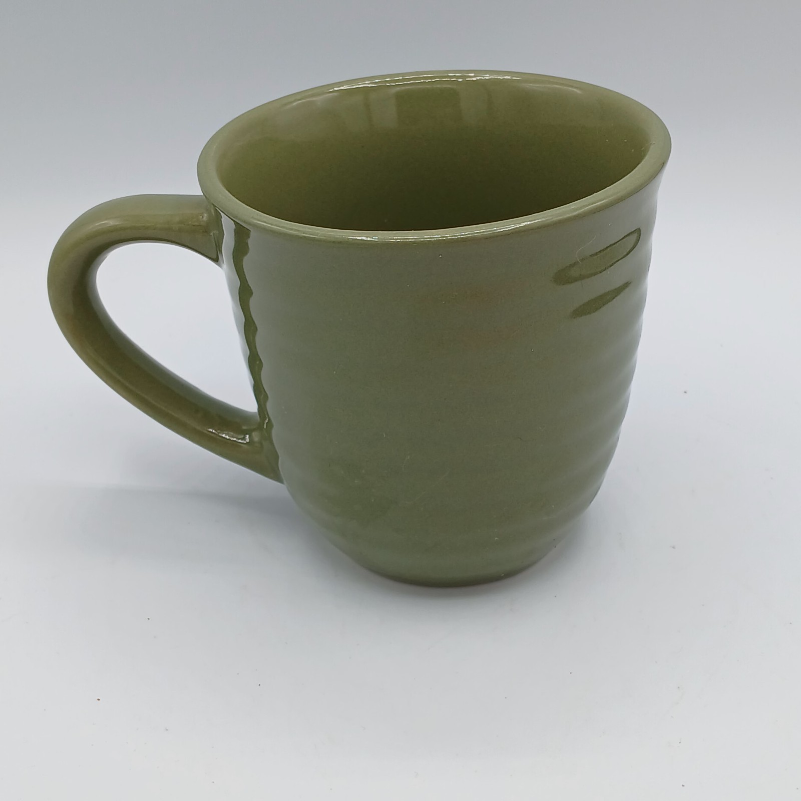 Home Trends Sage Green Ribbed Coffee Mug 12 oz Stoneware