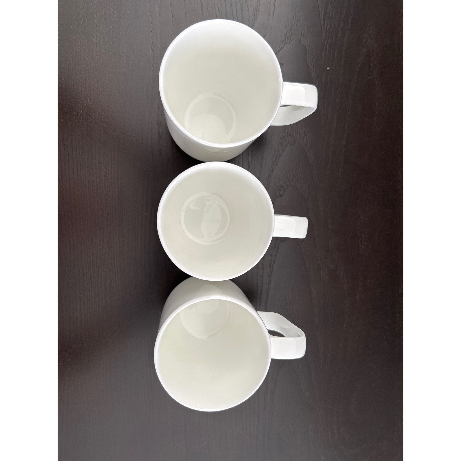 Hotel Collection White Bone China Mugs Set of 3 Minimalist Coffee Cups