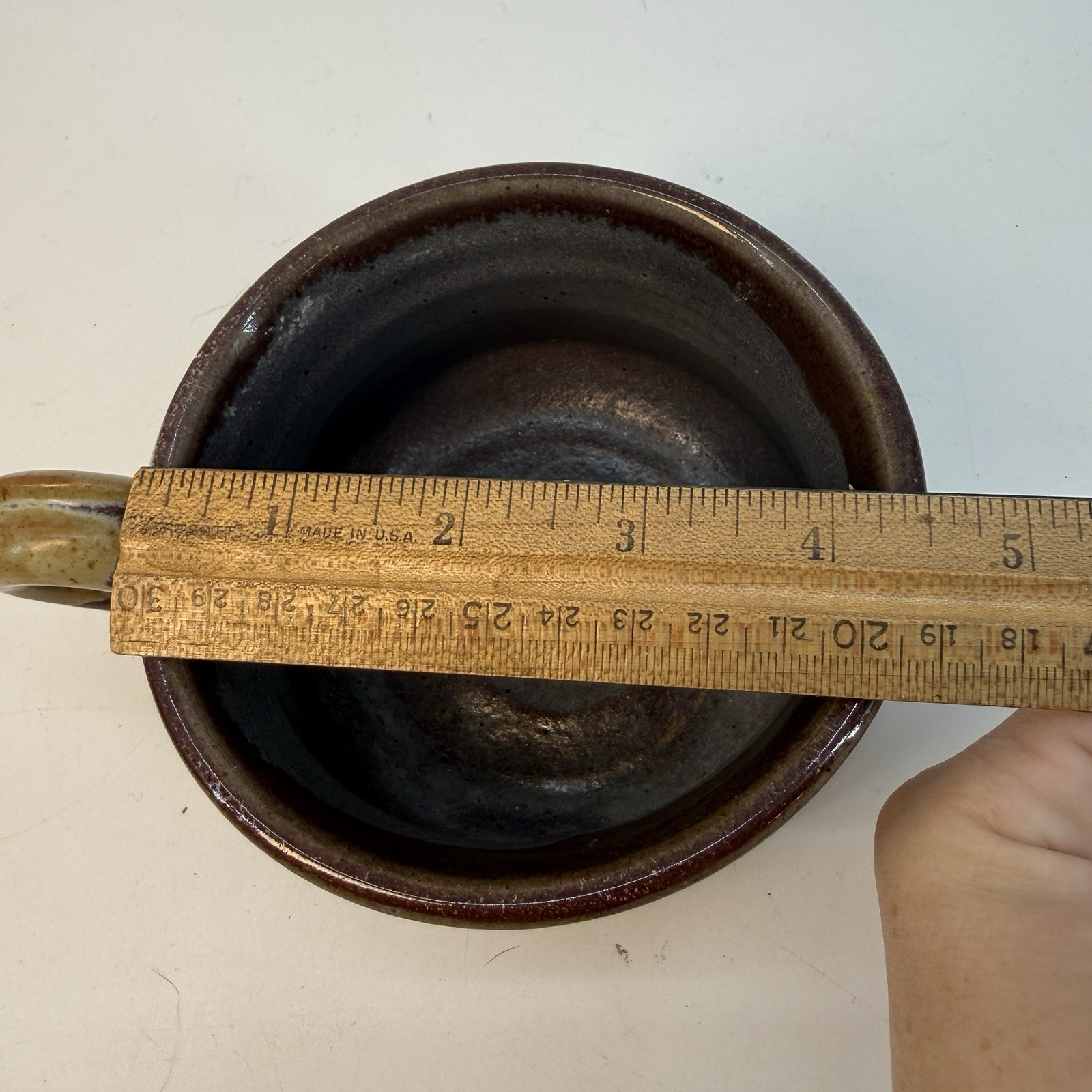 Unbranded Studio Pottery Mug Unisex Large Brown Tan Blue Earthy Glaze Artisan