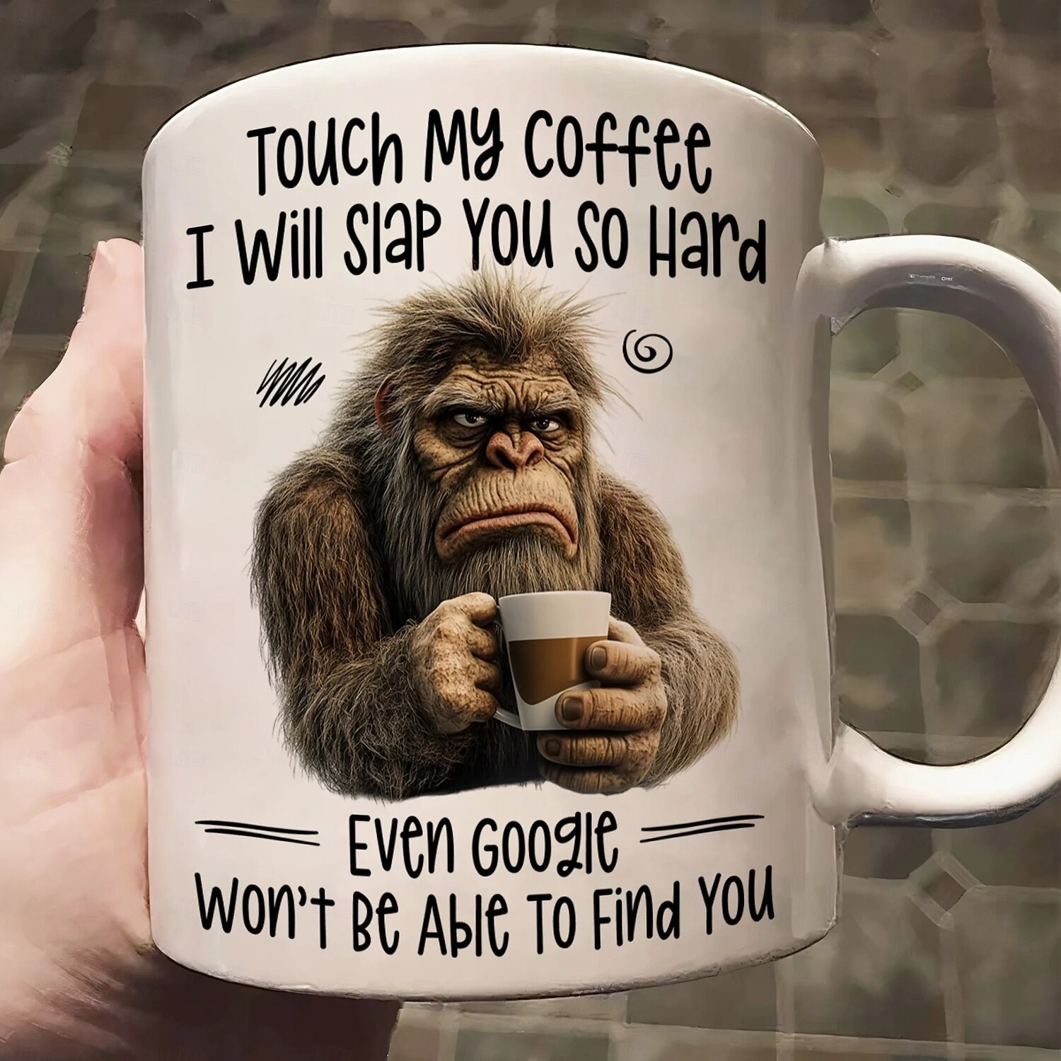 Touch My Coffee Funny Bigfoot Mug Sarcastic Coworker Gift Warning Sasquatch Cup