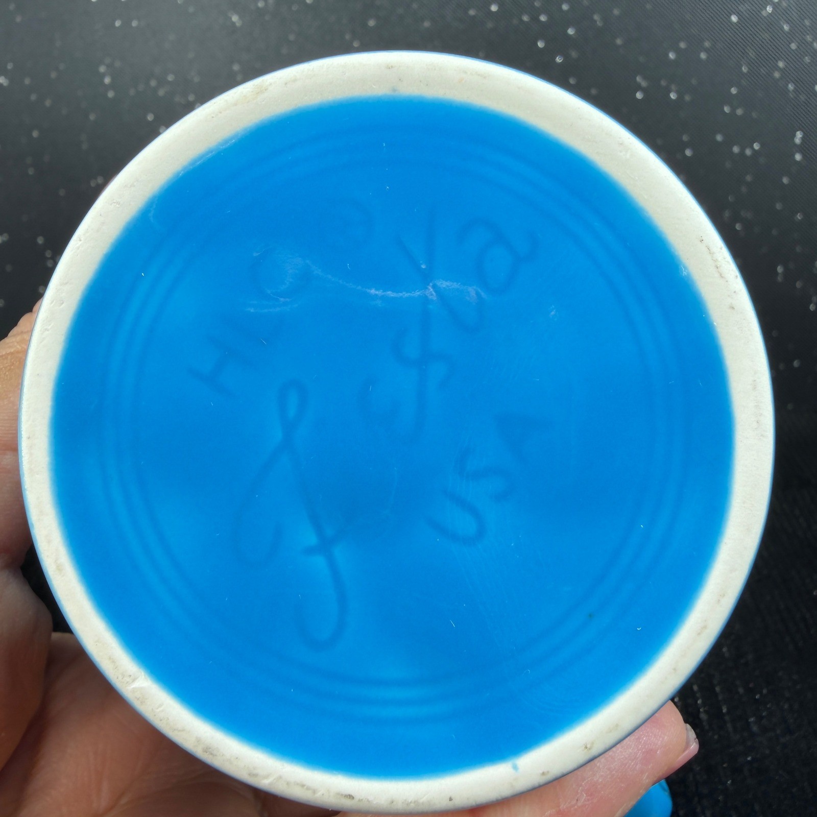 Fiesta Blue Ring Handle Mug Cup Homer Laughlin USA 3.5in Ceramic Coffee Cup