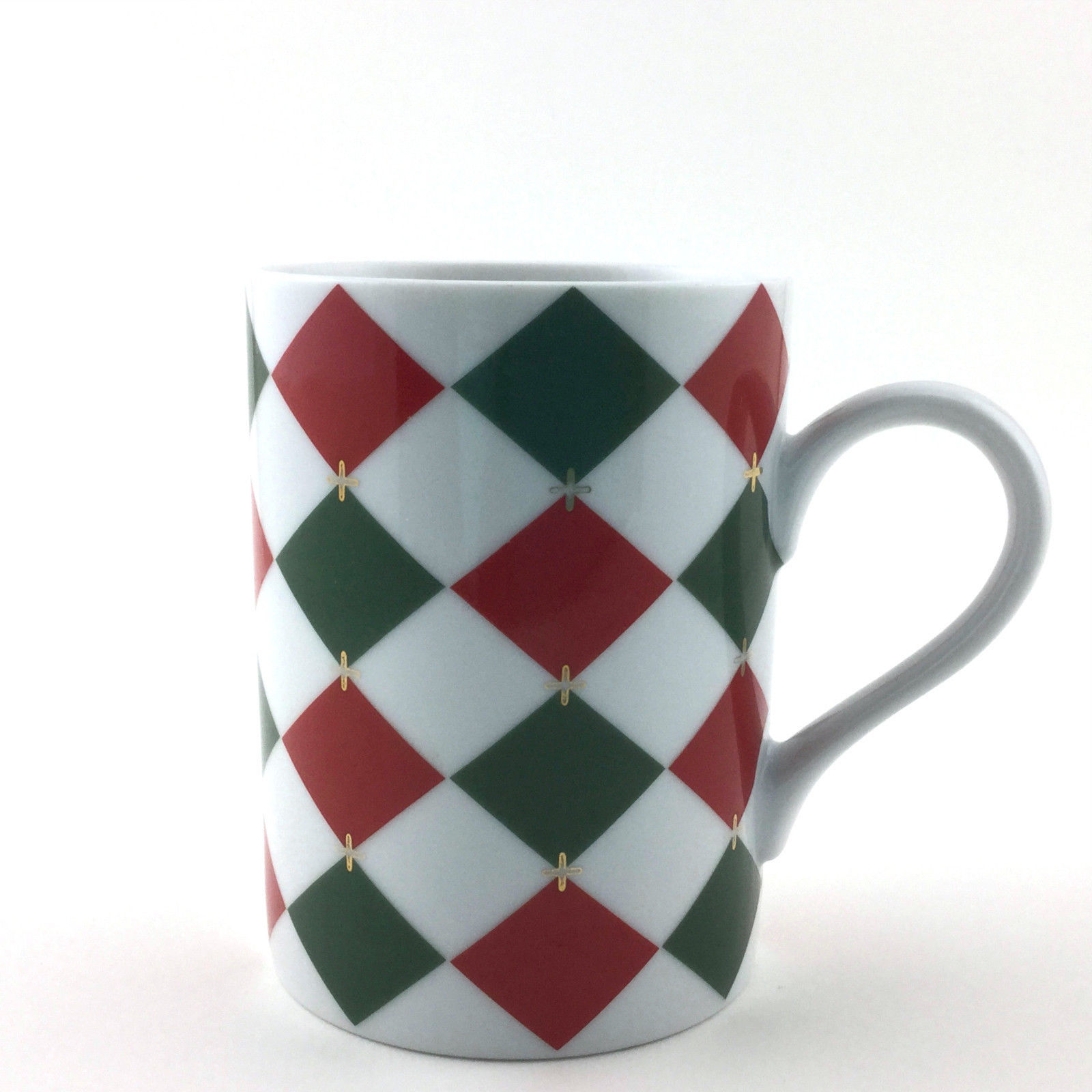 Williams Sonoma Vintage Coffee Mug 8 Fl oz Harlequin Diamond Pattern Ceramic Cup