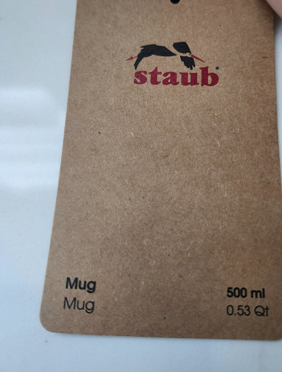 Pair of Staub Light Pink Ceramic Mugs 17 oz Stackable