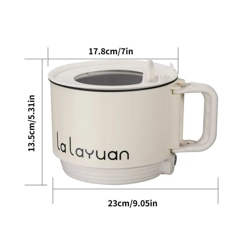 La Layuan White 1.6L Electric Cooker with Steamer Non-Stick, Dual Power Contro