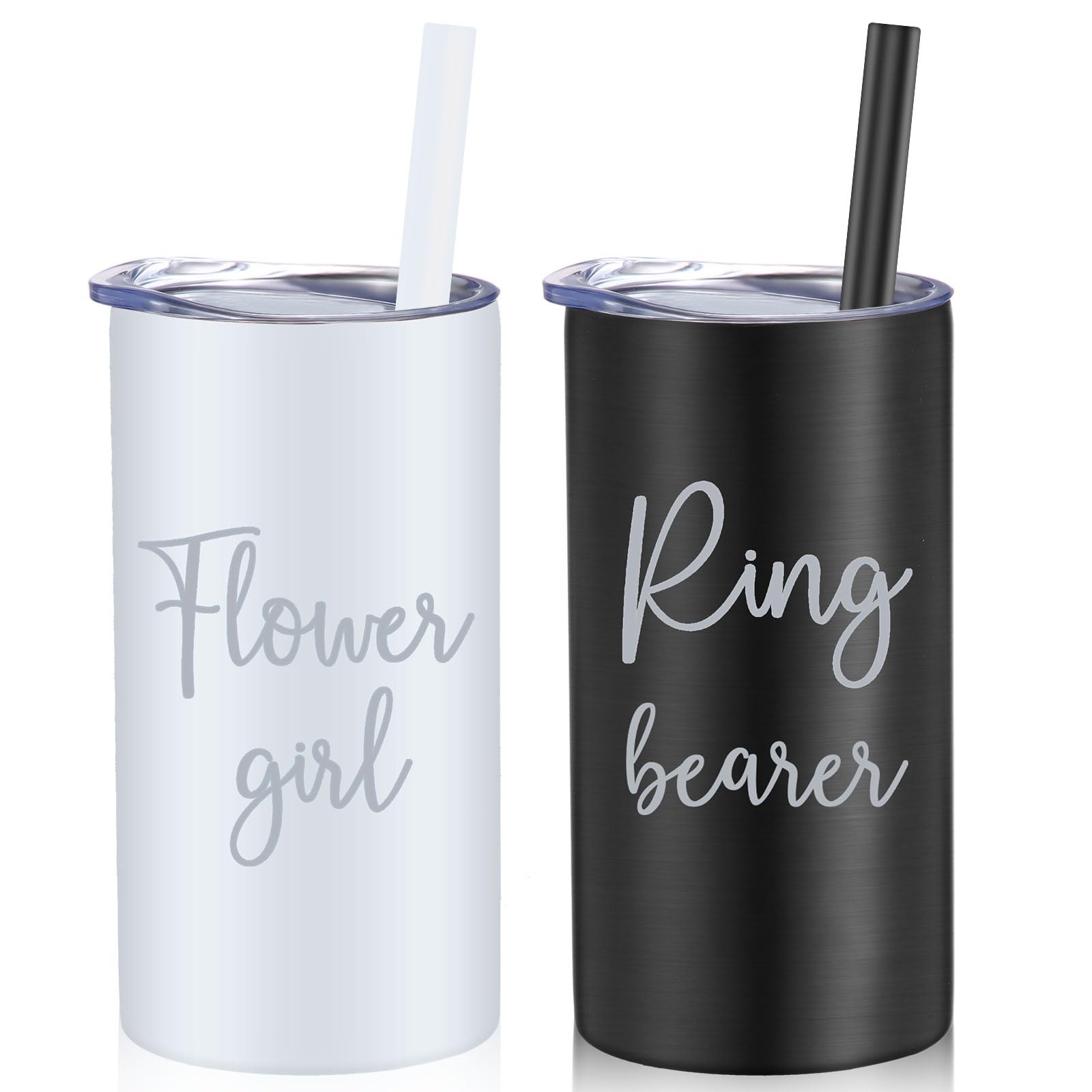 2 Pcs 16 Oz Flower Ring Bearer Tumbler Cup Stainless Steel Cup With Straw Water
