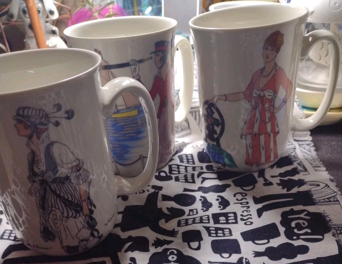 Villeroy & Boch Set Of 3 Mugs Cups Design 1900 Vintage Porcelain Women