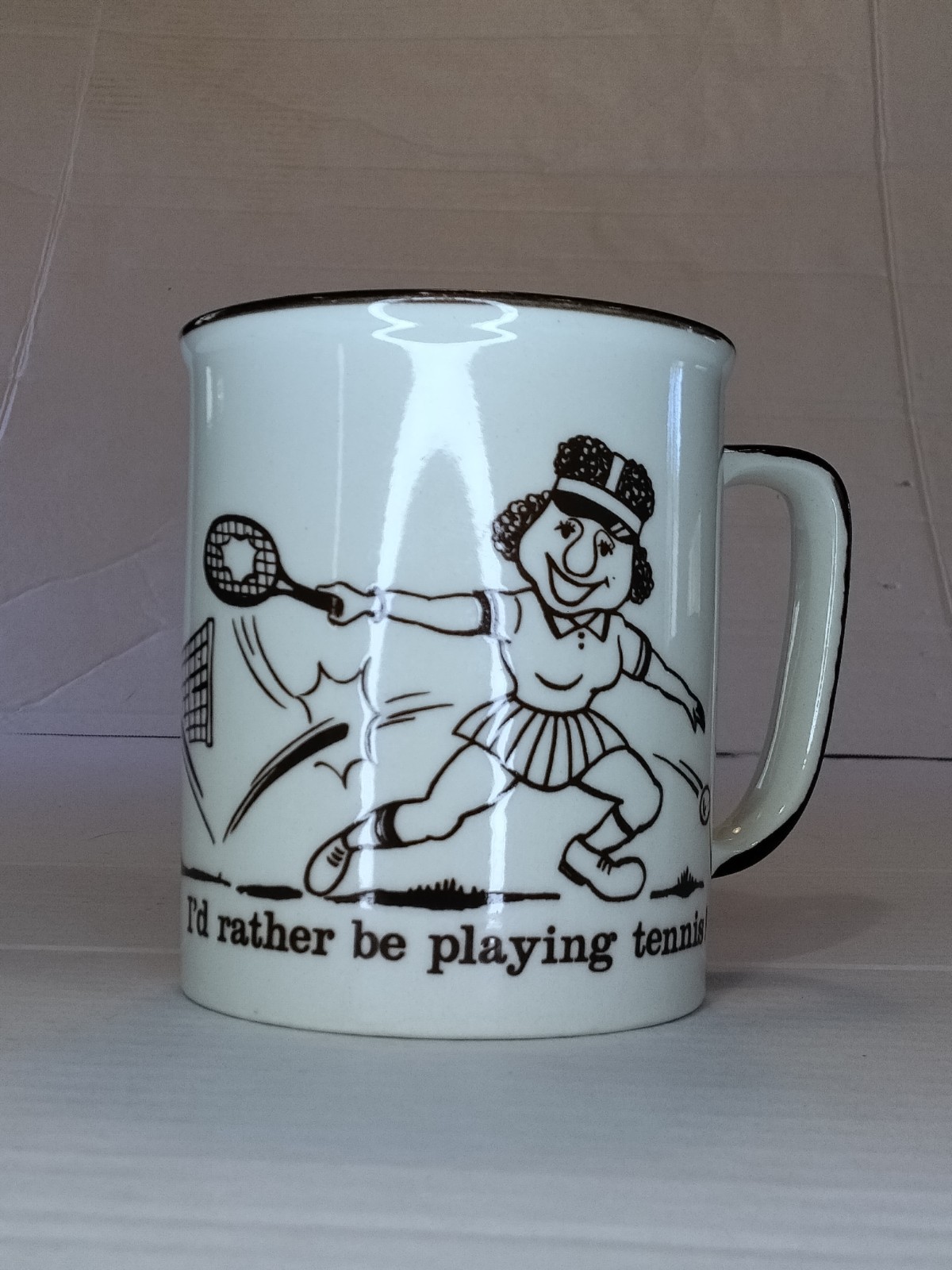 Vintage Coffee Mug Tennis Sports Fan Funny Humorous Gift Made In Japan