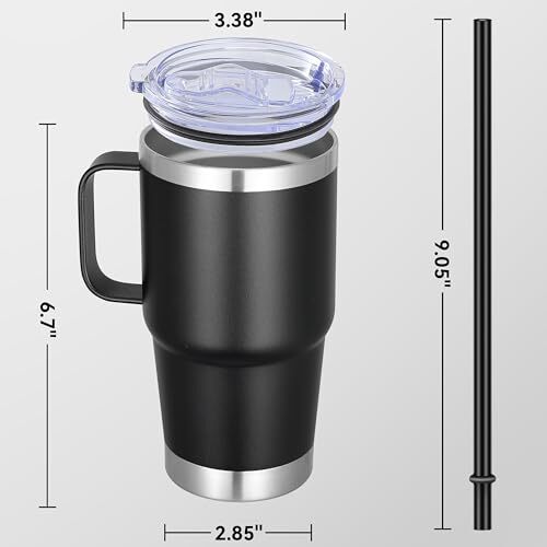 Travel Coffee Mug 20oz, Insulated Coffee Cup with Lid and Handle