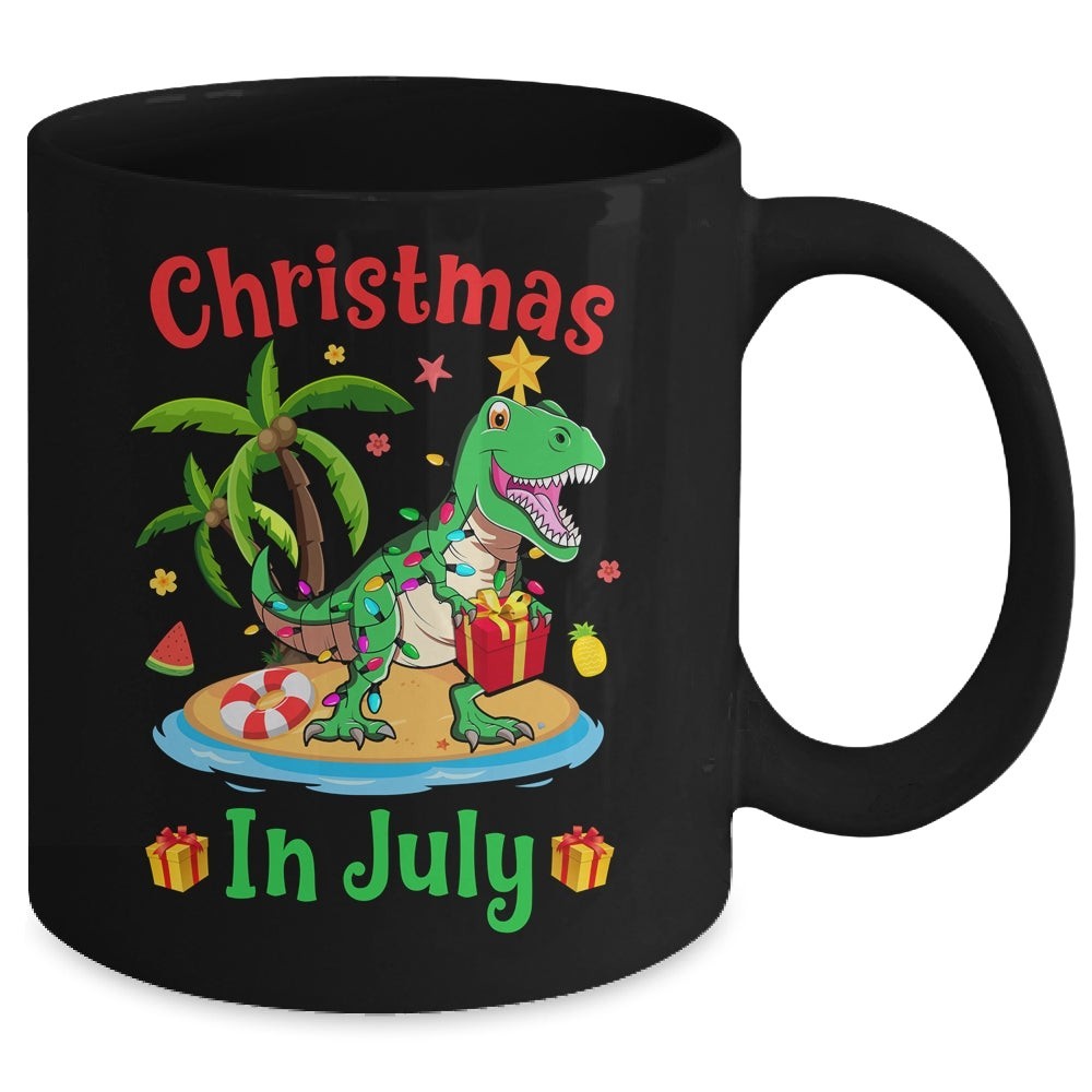 Christmas In July Dinosaur Xmas Tree T Rex Summer Vacation Mug