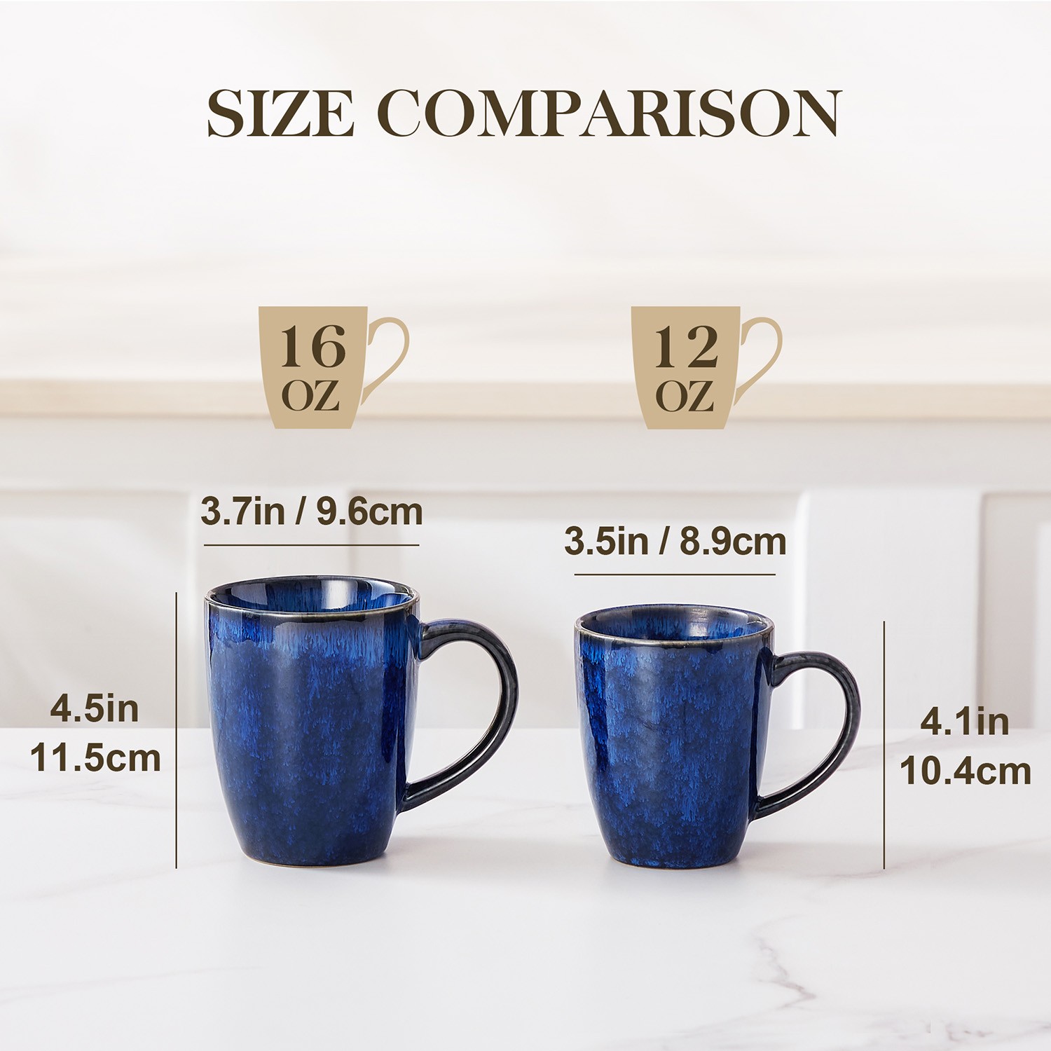vancasso STARRY 480ml/360ml Stoneware Coffee Mug Set of 4 Coffee Cups Blue/Green