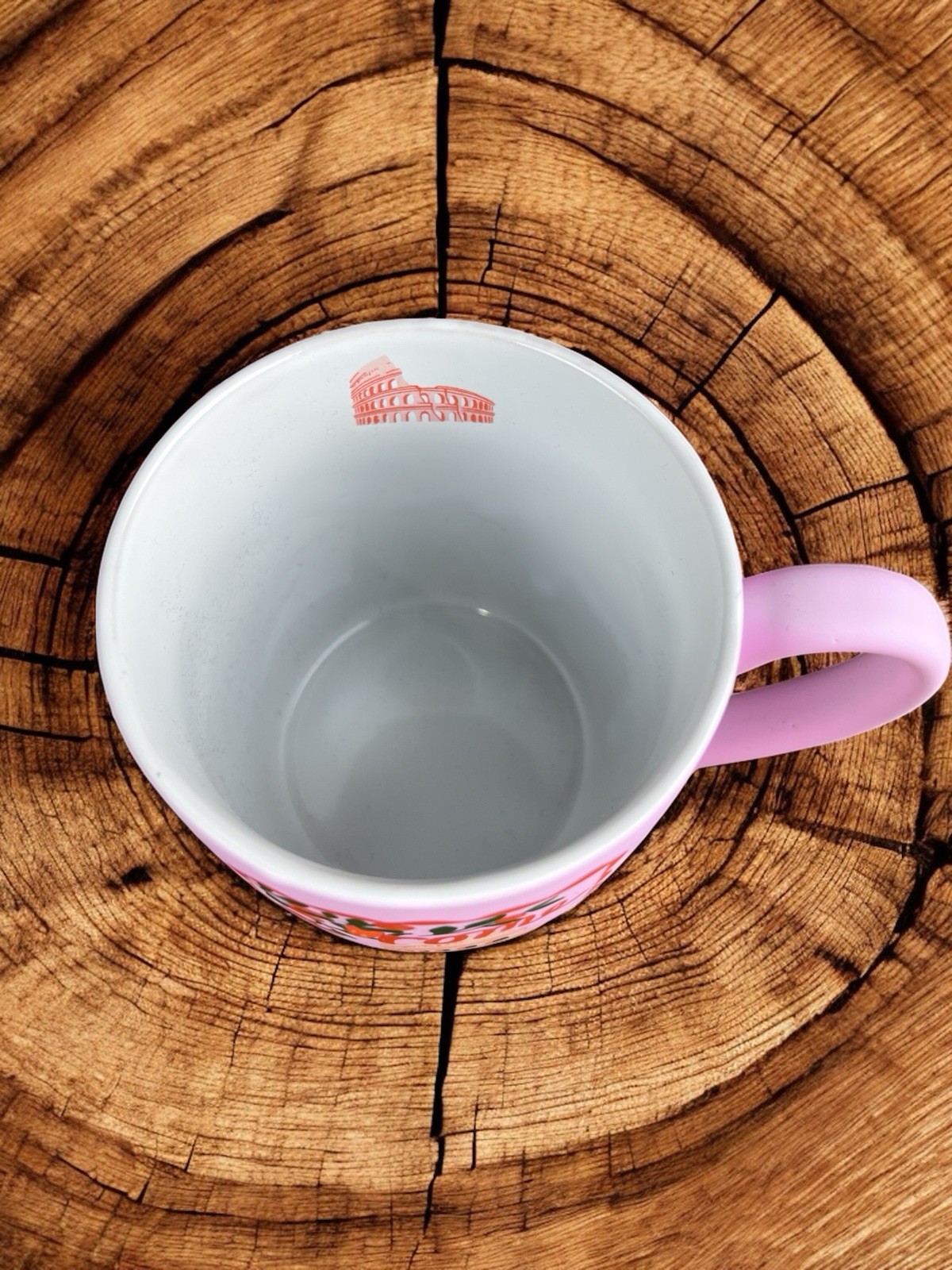 Punch Studio Rome Italy Themed Ceramic Mug with Pink Soft Touch Coating – 20 oz