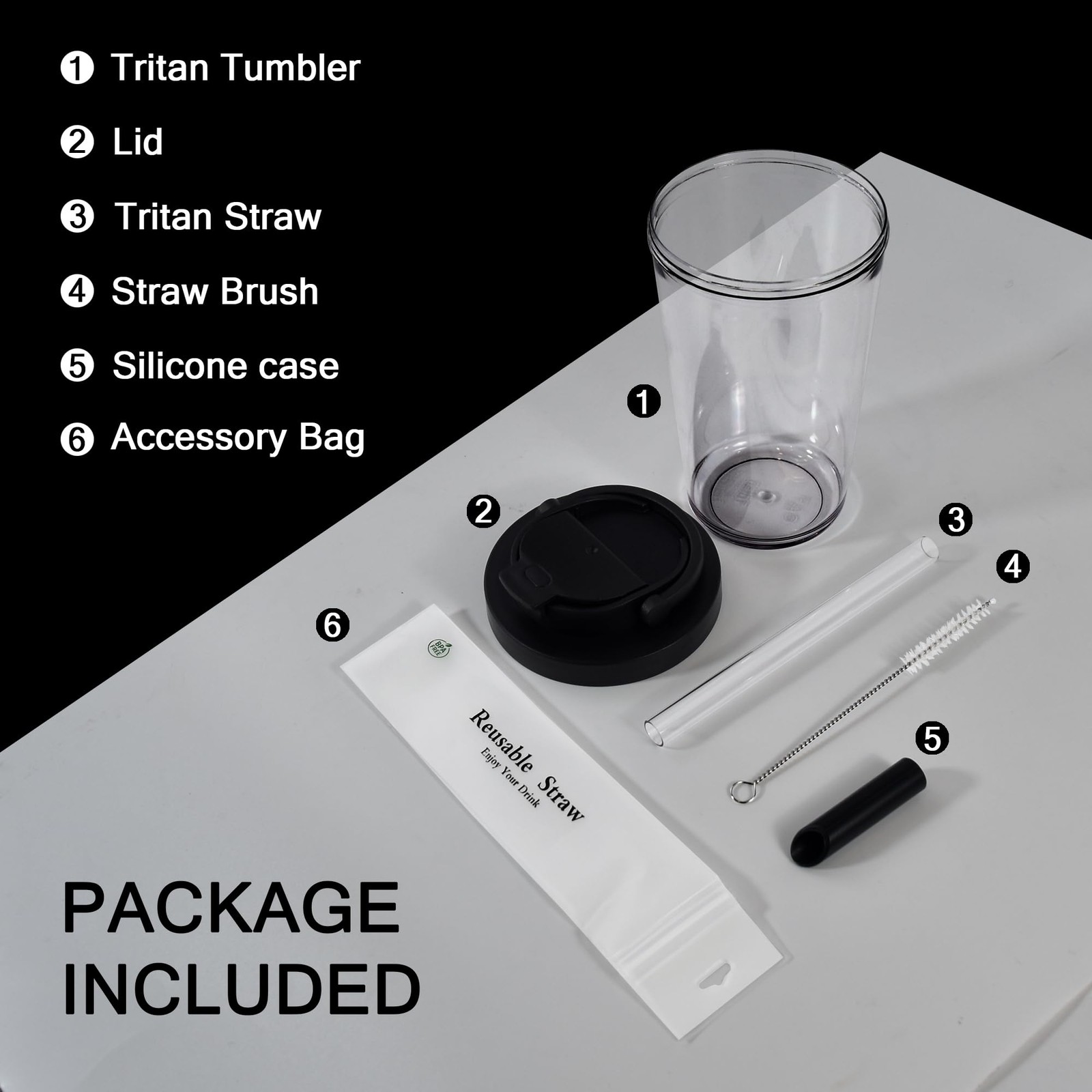 Reusable Boba Cup – 24oz Tritan Boba tumbler with Lid and Straw, BPA Free Lea…
