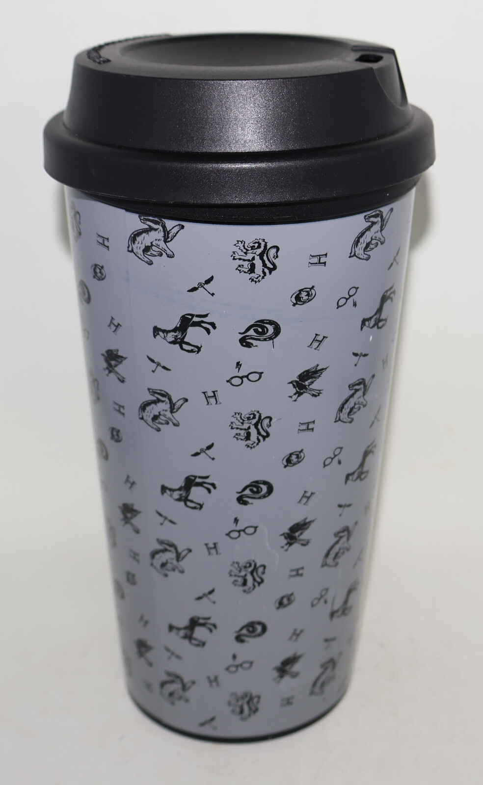Harry Potter Hogwarts Travel Mug Gray 13 fl oz Paladone To Go Plastic Cup