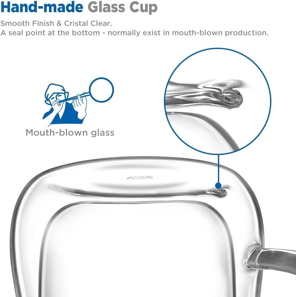 Espresso Cups 4 Oz Double Walled Glasses Coffee Mugs Set of 2, Clear Glass