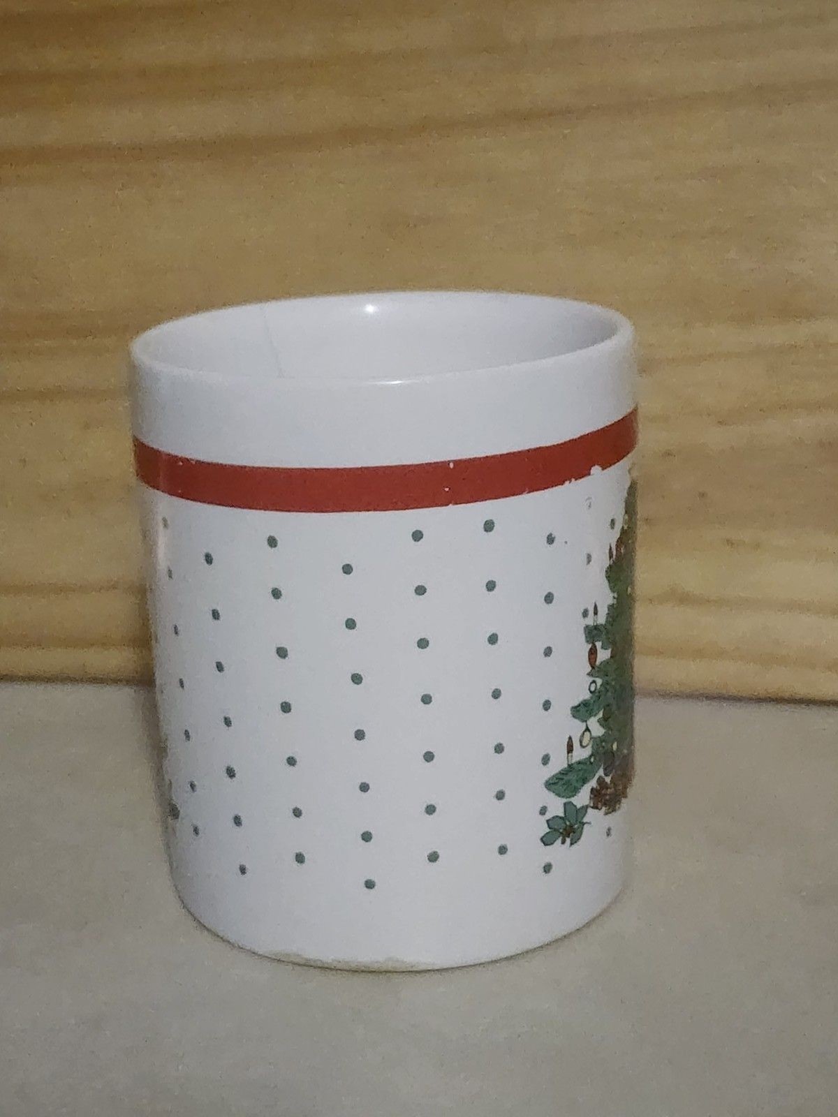Vintage Christmas Tree Holiday Coffee Mug White Ceramic Cup Seasonal Decor