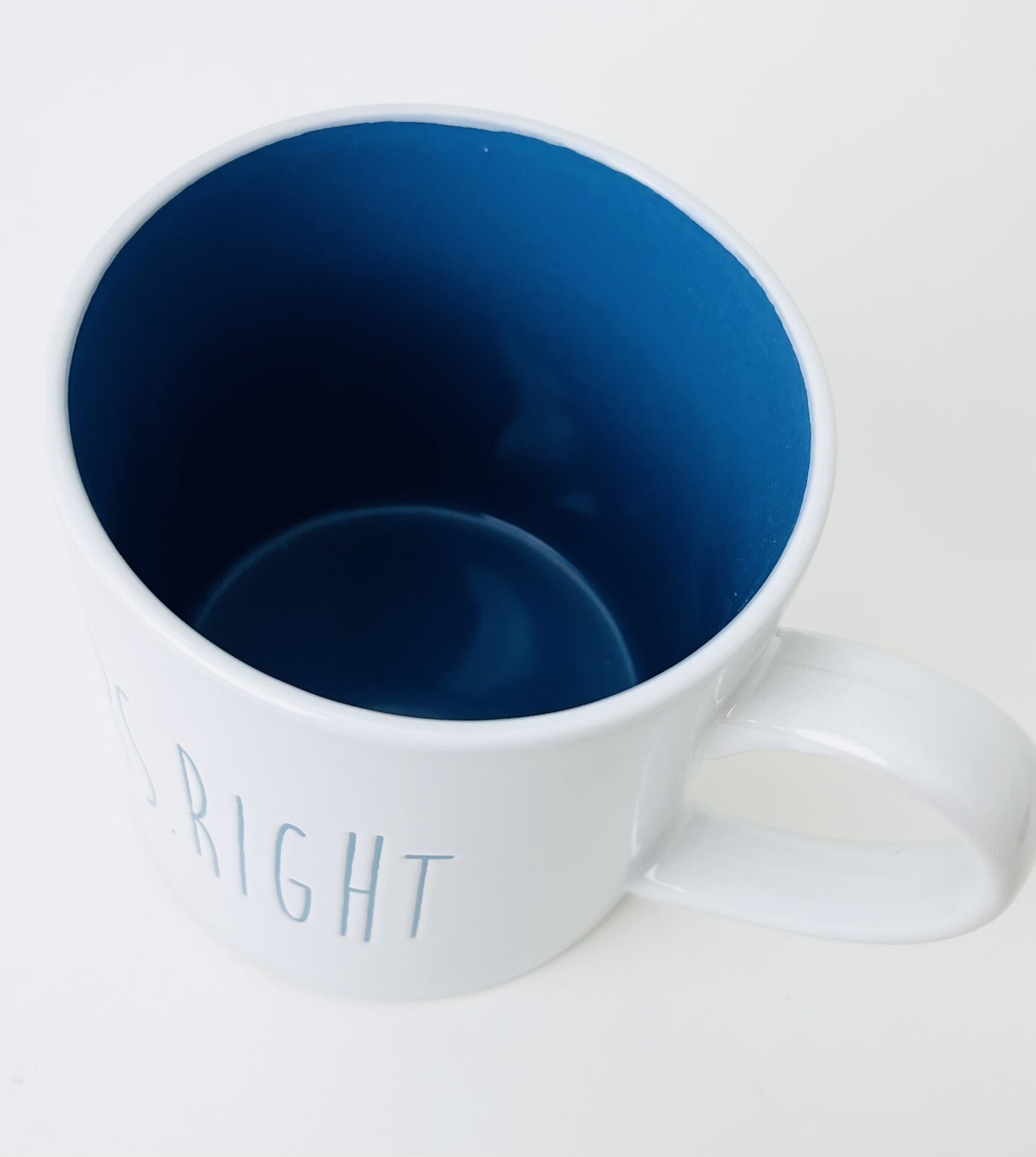 Baum Large Letters BLUE Interior White Coffee Mug Cup 20fl oz MRS RIGHT