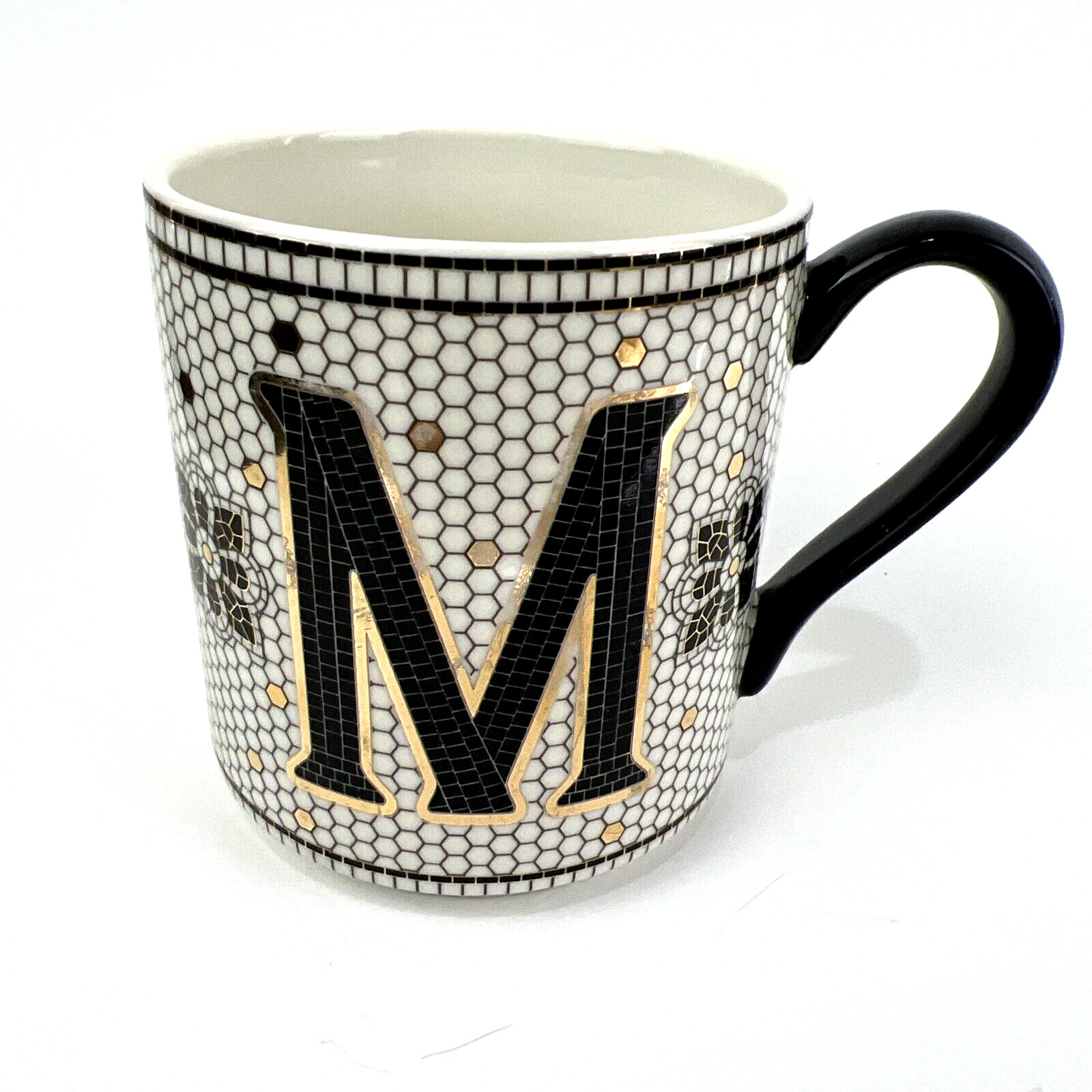 Anthropologie Bistro Tiled 12 Oz Mug Letter M Mosaic Tea Coffee Cup Monogram