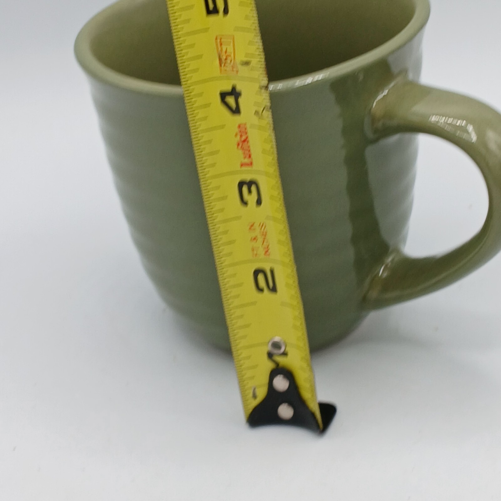 Home Trends Sage Green Ribbed Coffee Mug 12 oz Stoneware