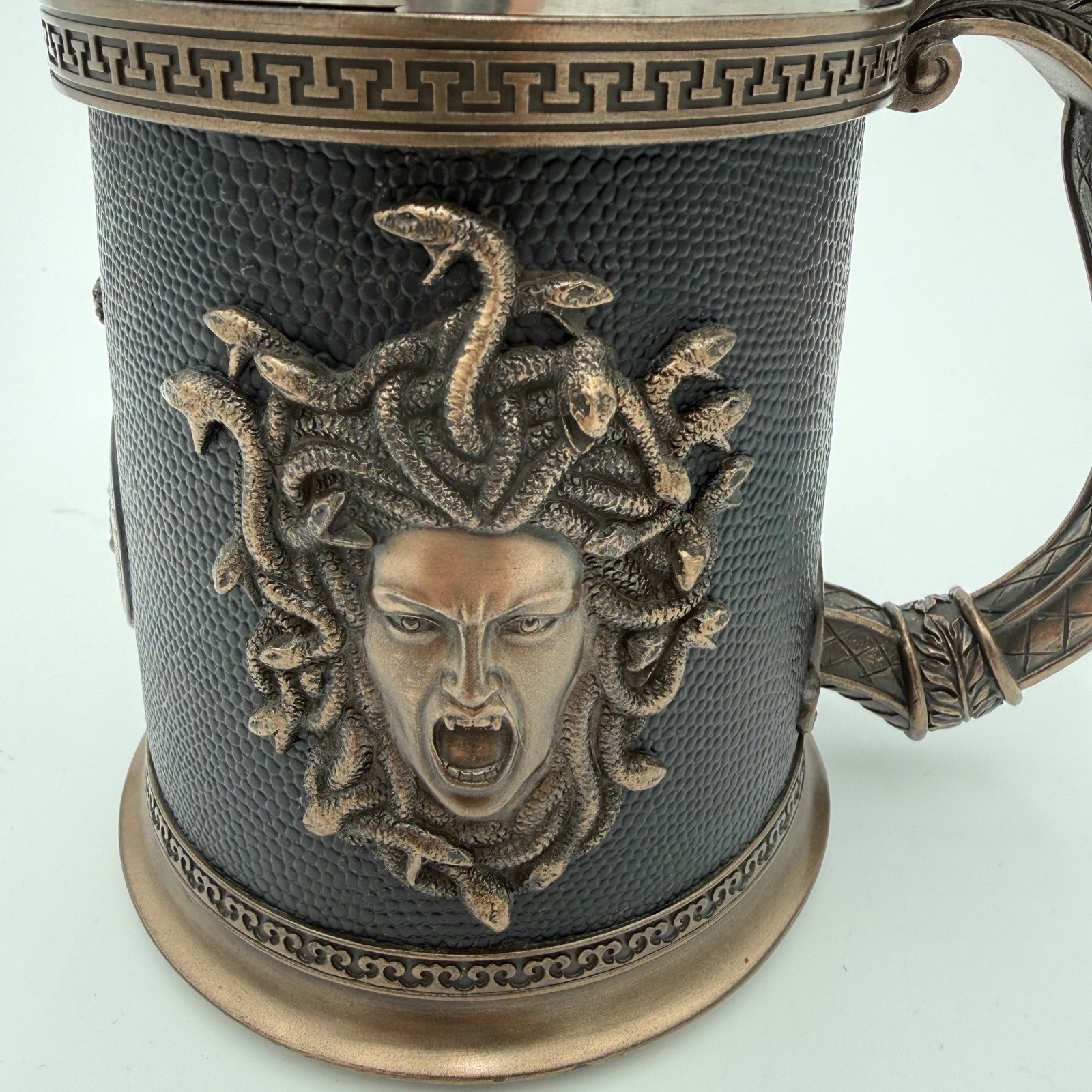 Veronese Design Medusa Gorgon Snake Handle Beer Stein Tankard Bronze Finish 6in