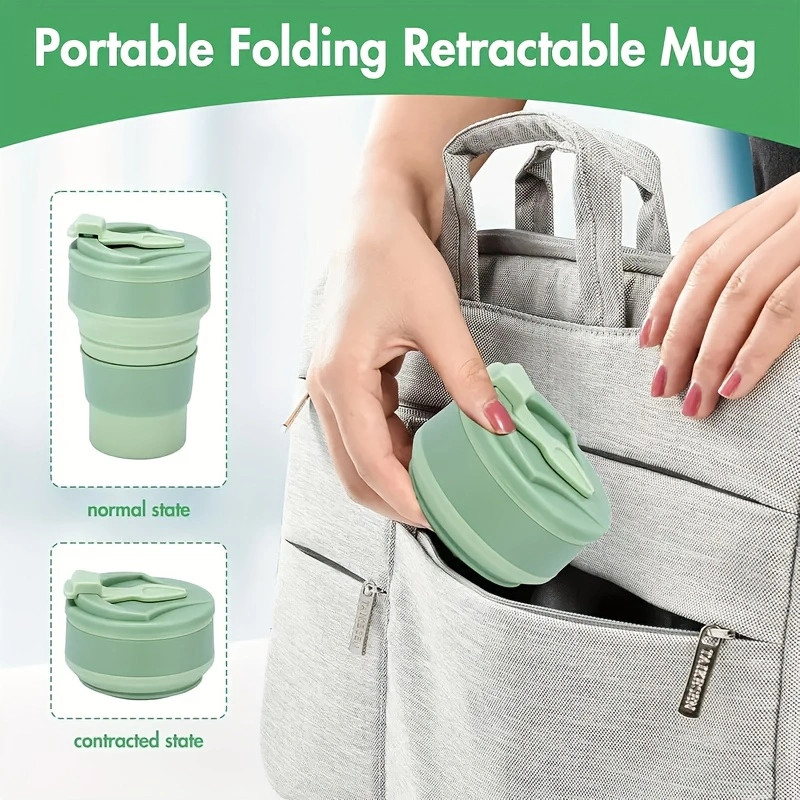 Folding Cup Collapsible Mug with Cover Coffee Travel Outdoors Portable