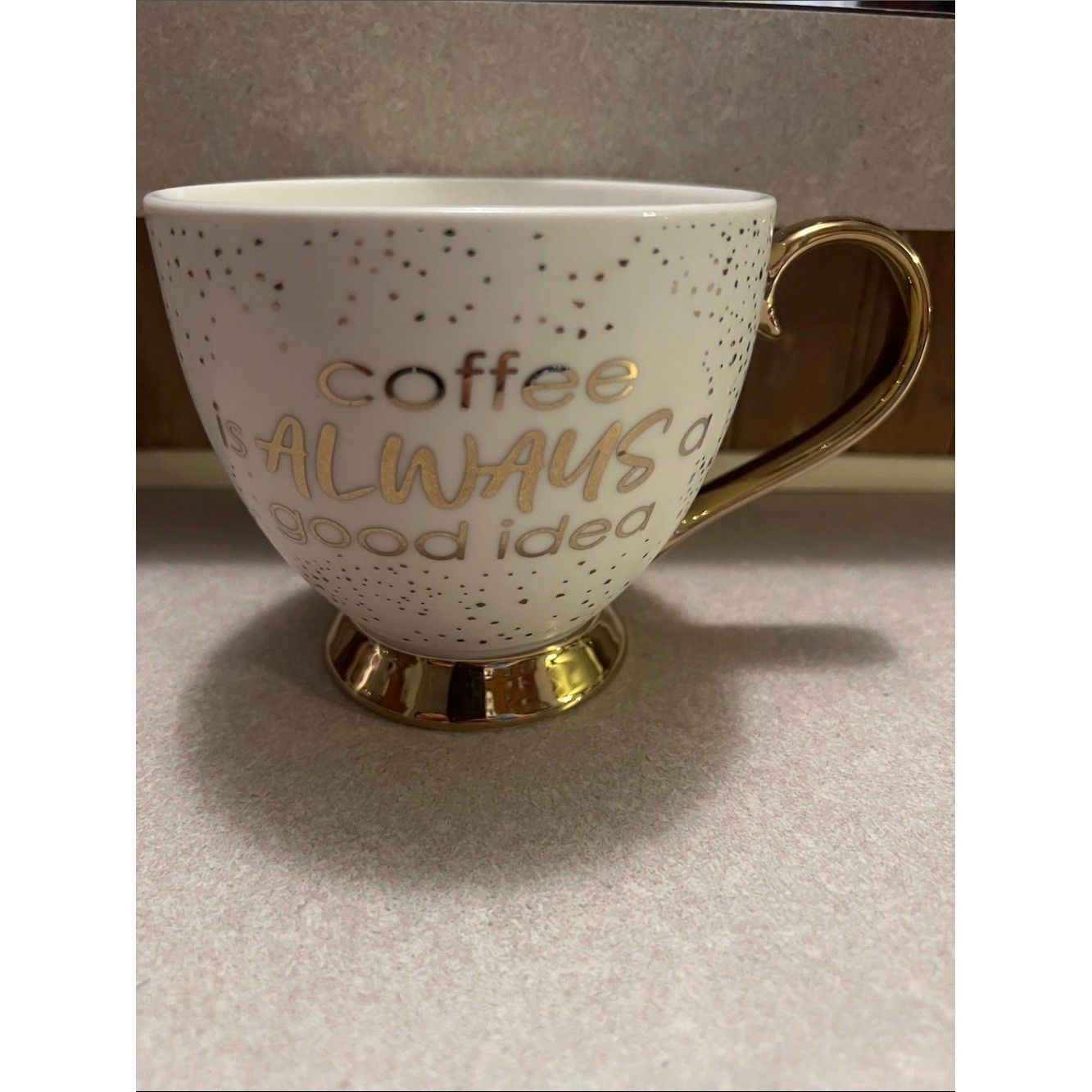 Nanette Lepore White and Gold ‘Coffee Is Always A Good Idea’ Mug