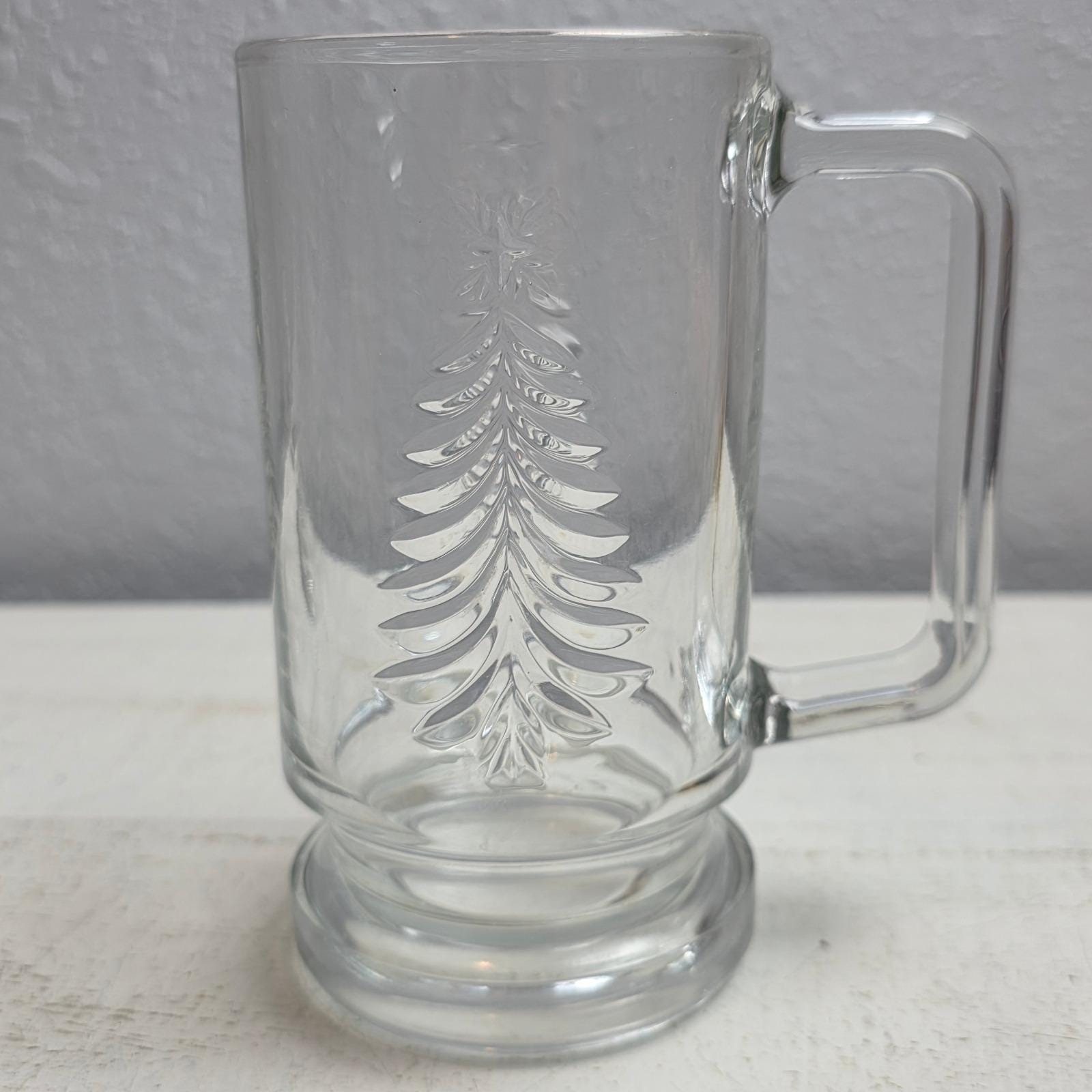 Vintage Indiana Glass “Holiday Gold” Irish Coffee Mug Pressed Glass Tree Set 4