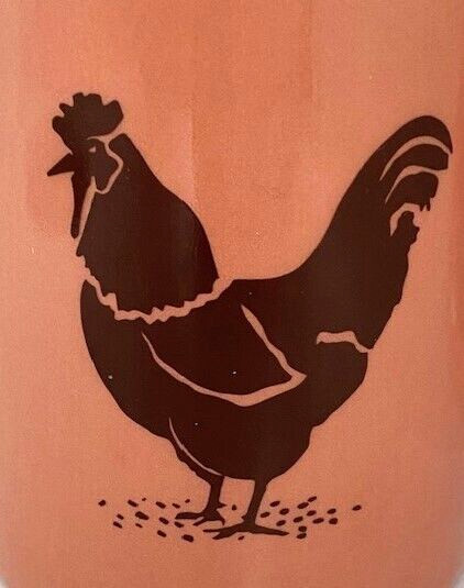 Chicken Mugs Diner Style Set of 3 Unique Vintage Cups Peach Color Rustic MCM