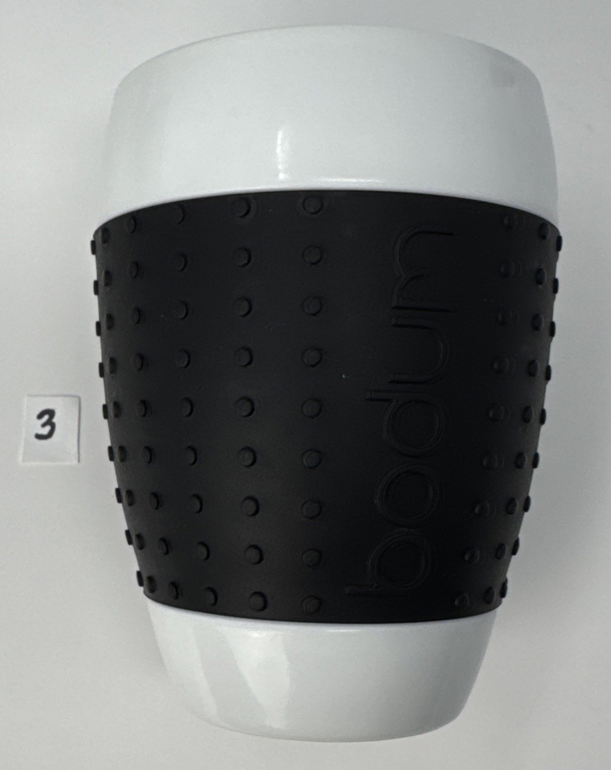 Bodum-Set Of 4-White With Black Grip Sleeve-12oz.