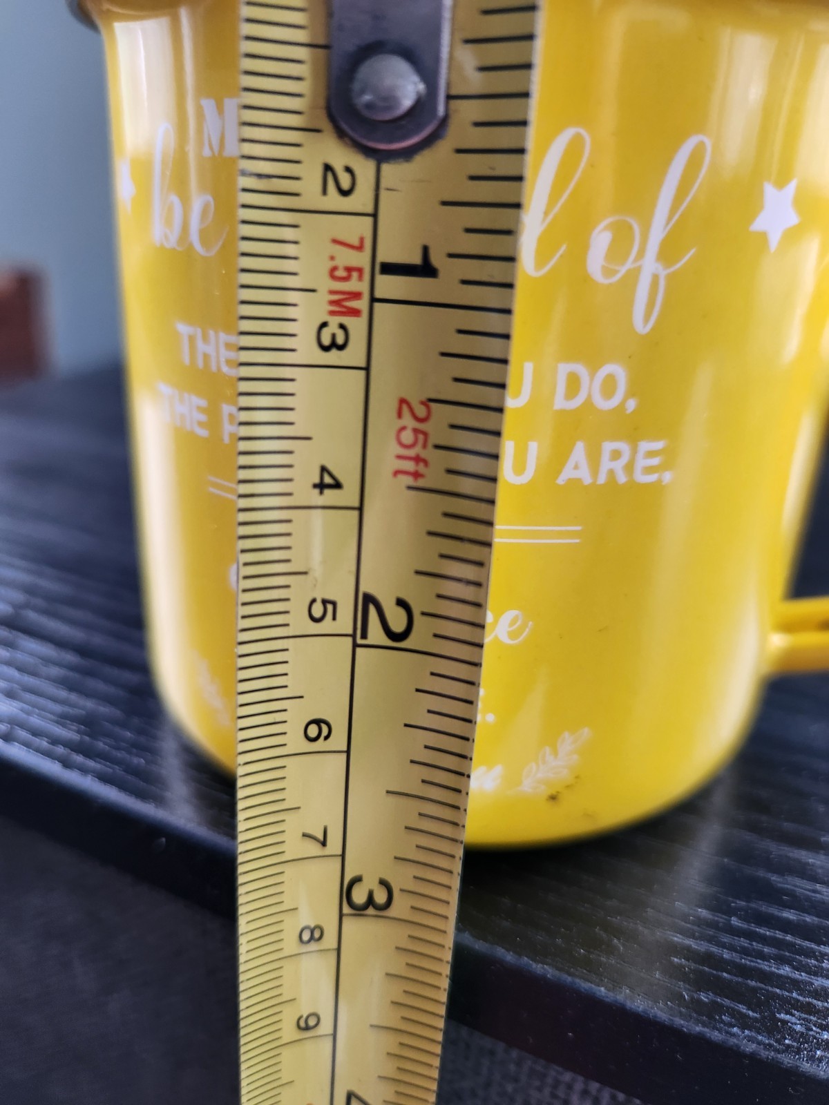 New Enamel ‘May You Be Proud’ Mug Cup Yellow outside White inside unbrand