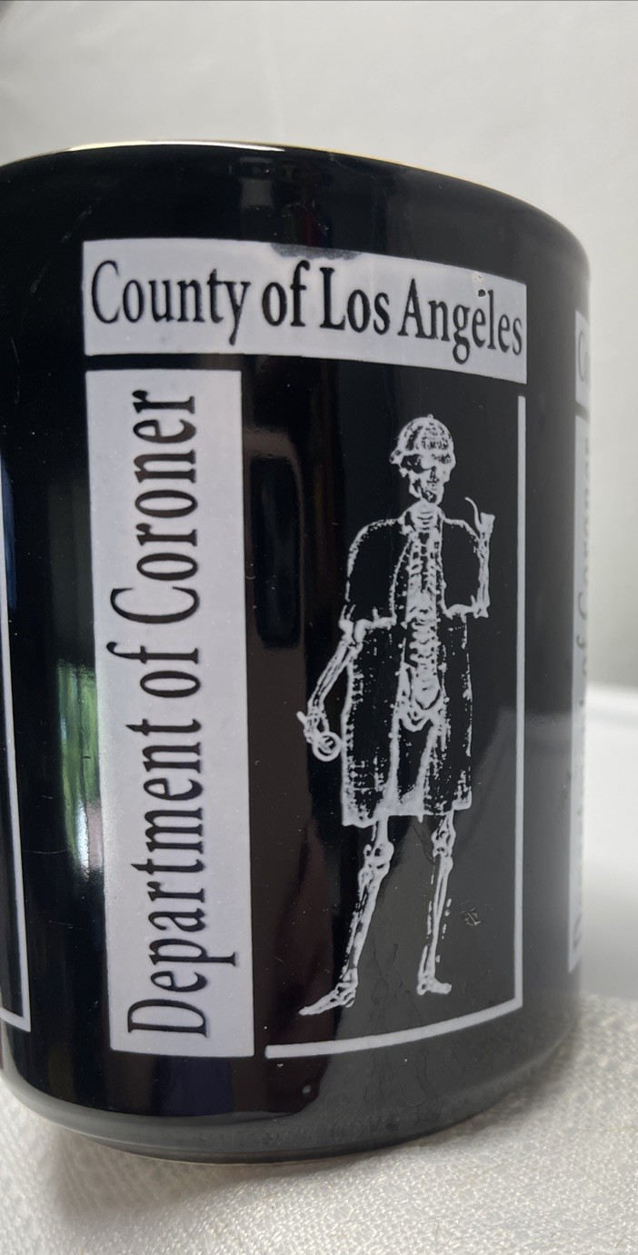Department of Corner County of Los Angeles Black Coffee Tea Mug Cup Skeleton