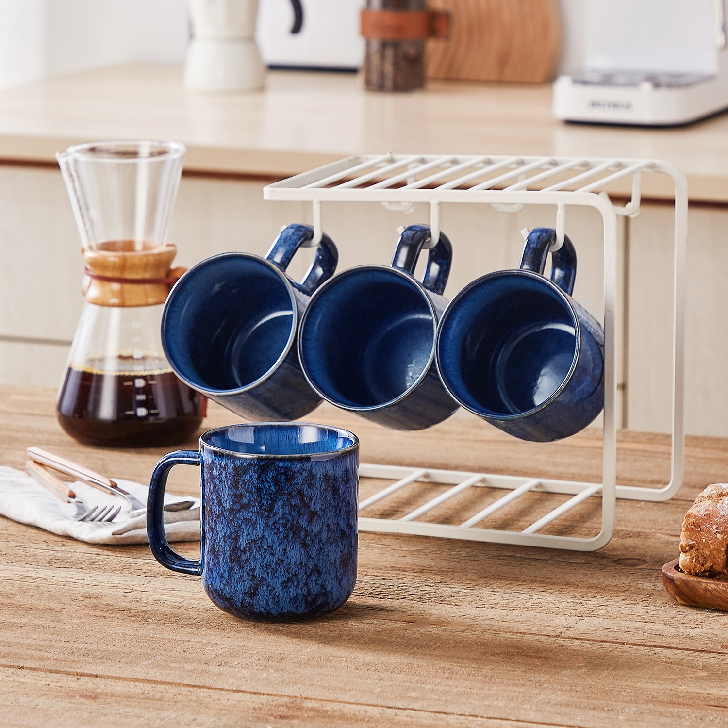 vancasso STARRY 480ml/360ml Stoneware Coffee Mug Set of 4 Coffee Cups Blue/Green