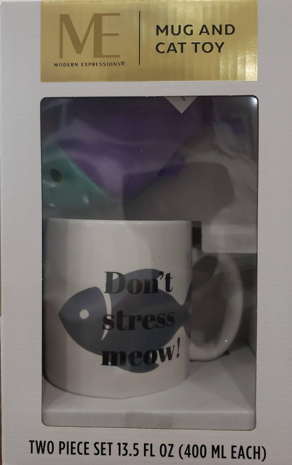 Modern Expressions Mug and Cat Toy Two Piece Set 13.5FL OZ