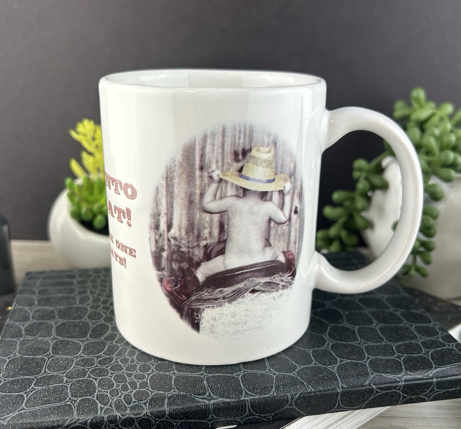 Leanin’ Tree Hang Onto Your Hat Coffee Mug Valerie Tabor-Smith 1994 Funny Mug