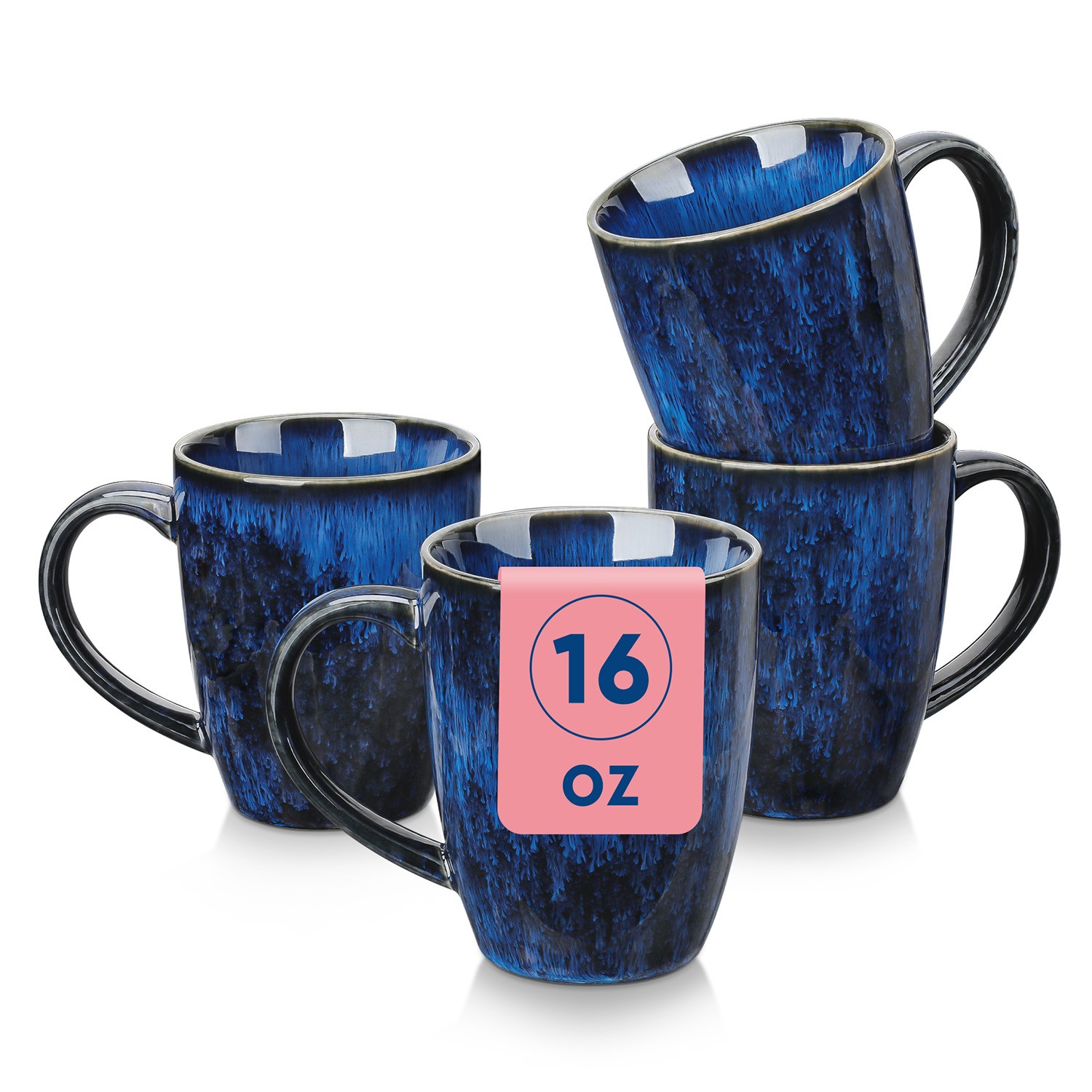 vancasso STARRY 480ml/360ml Stoneware Coffee Mug Set of 4 Coffee Cups Blue/Green