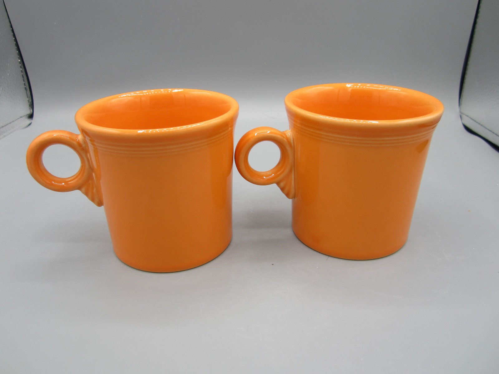 Pair of 2 Homer Laughlin Fiesta Ware Tangerine Tea Coffee Mug 10 oz. (298)