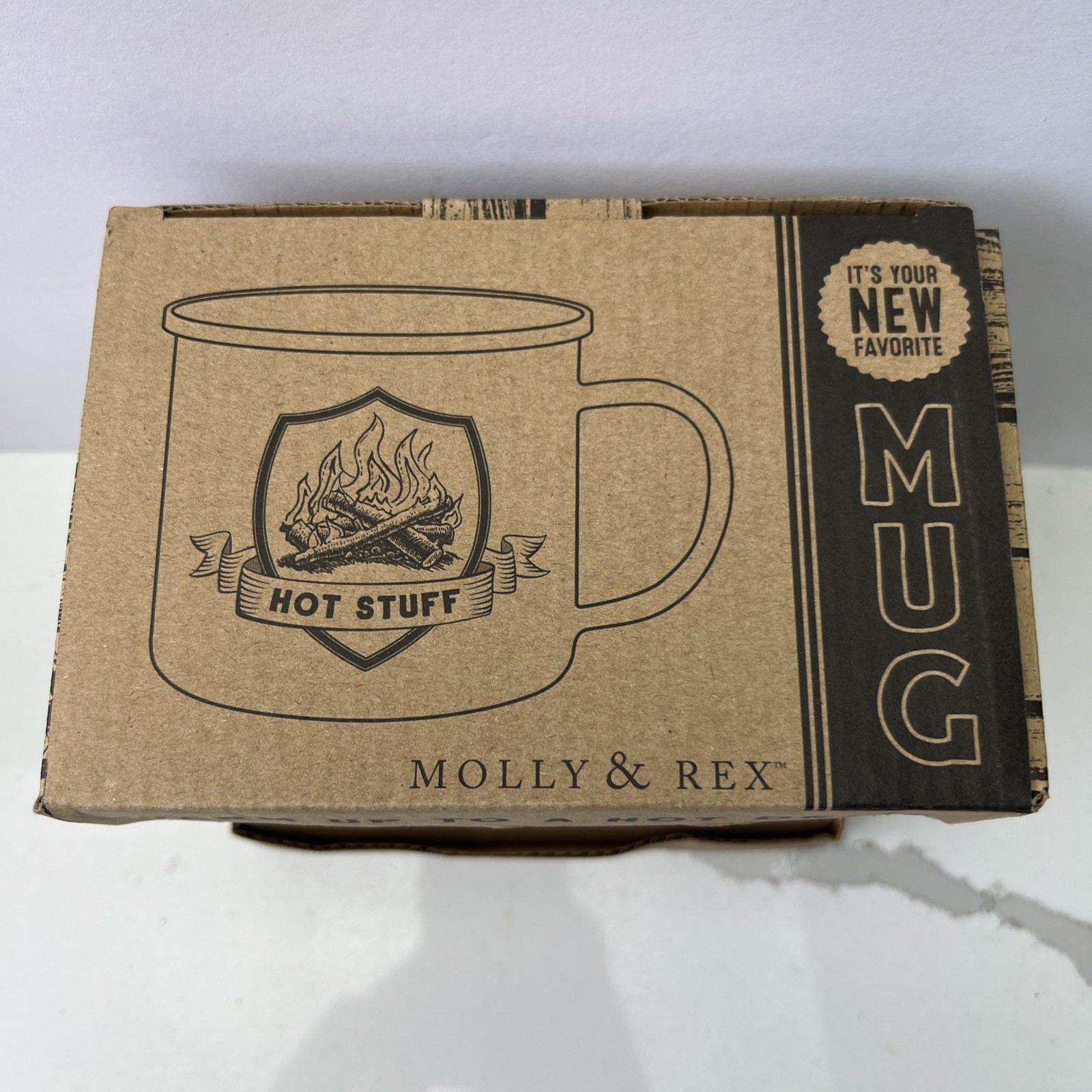 Molly & Rex Enamel “Hot Stuff” Stainless Rimmed Mug Father’s Day Firefighter