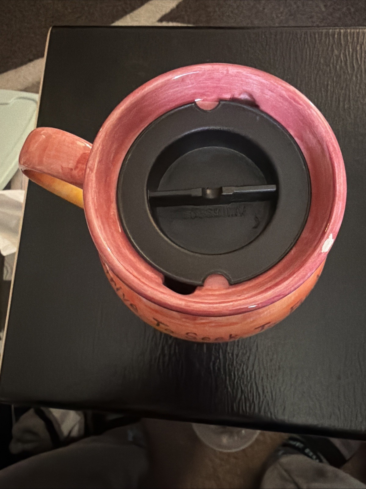 Large One Of A Kind Hand Made Non-spill 24 Oz Coffee Mug With Lid Bright Colors