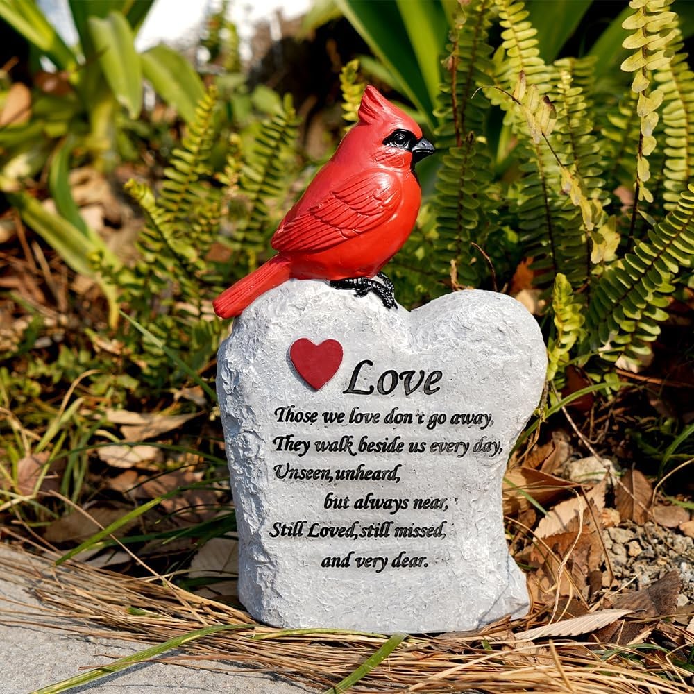 Cardinal Decor Garden Decor,Red Cardinal Memorial Stones for Loved Ones, Card…