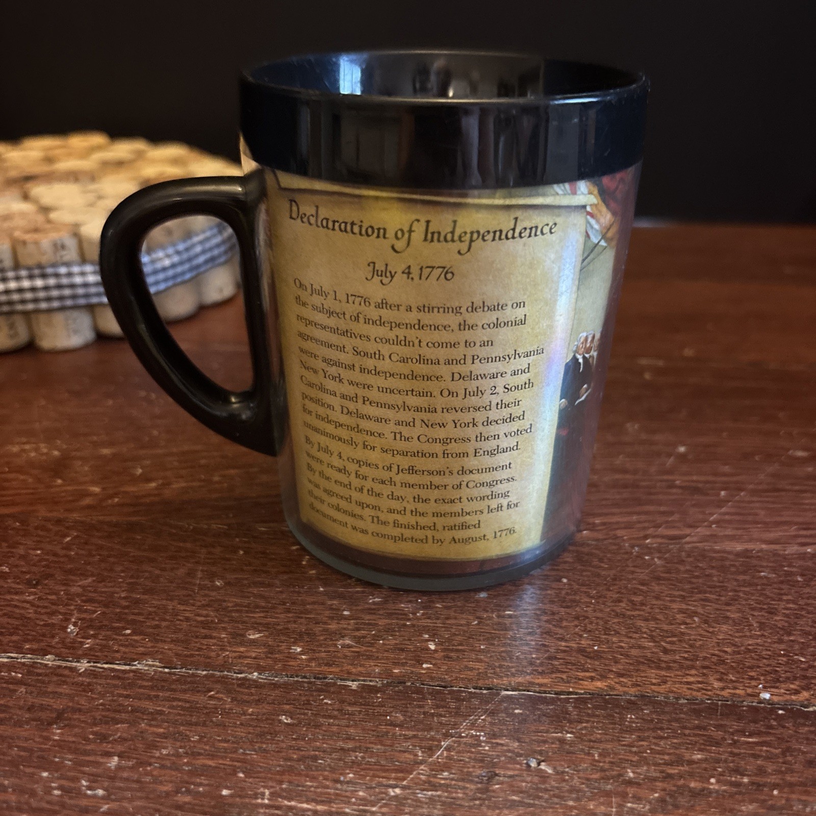 Vintage Thermo-Serv Declaration of Independence Insulated Mug West Bend History