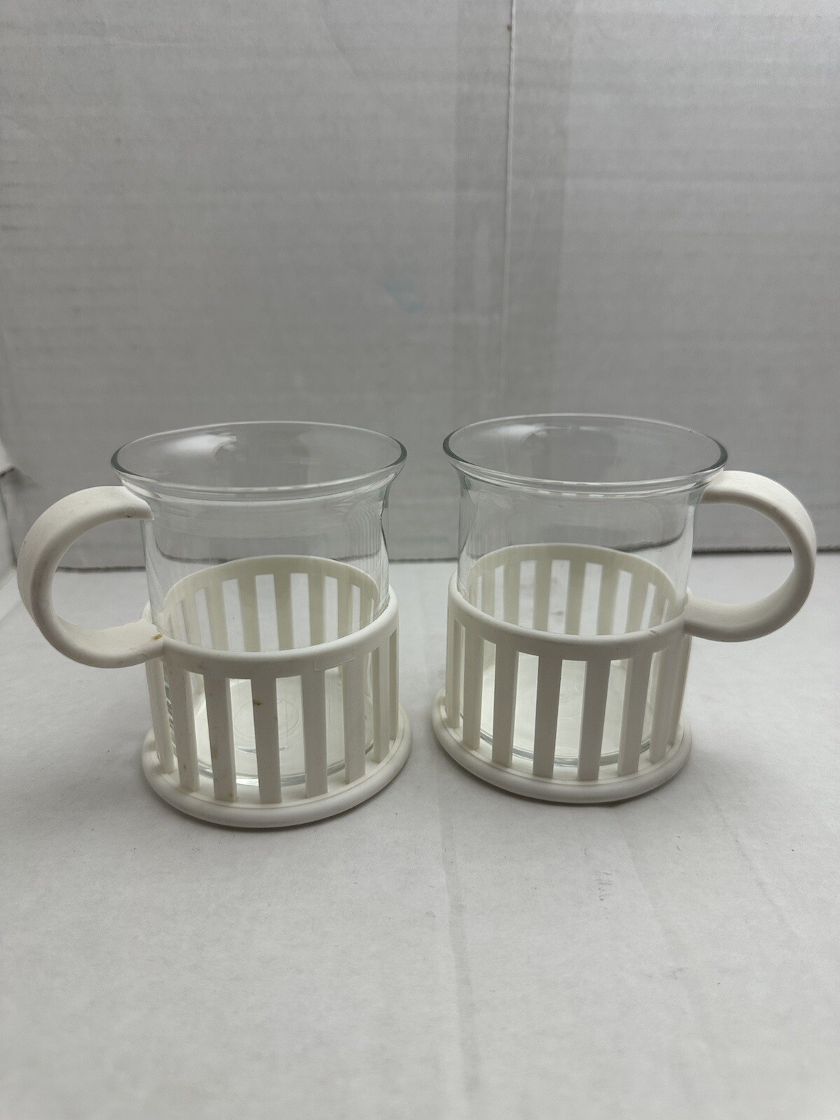 Bodum White Loggia Coffee Tea 8 oz ounces Glass Mug (Set Of 2)