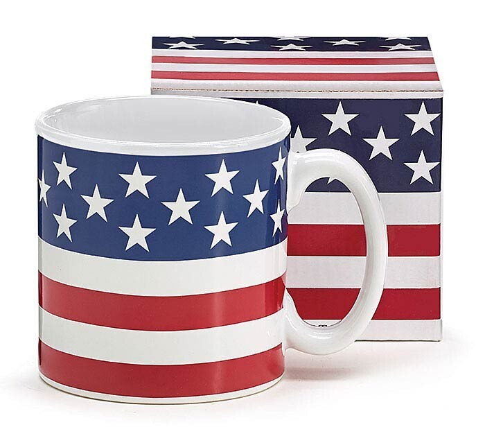 13oz Stars & Stripes Patriotic Ceramic Coffee Mug Multicolor Kitchen Collection