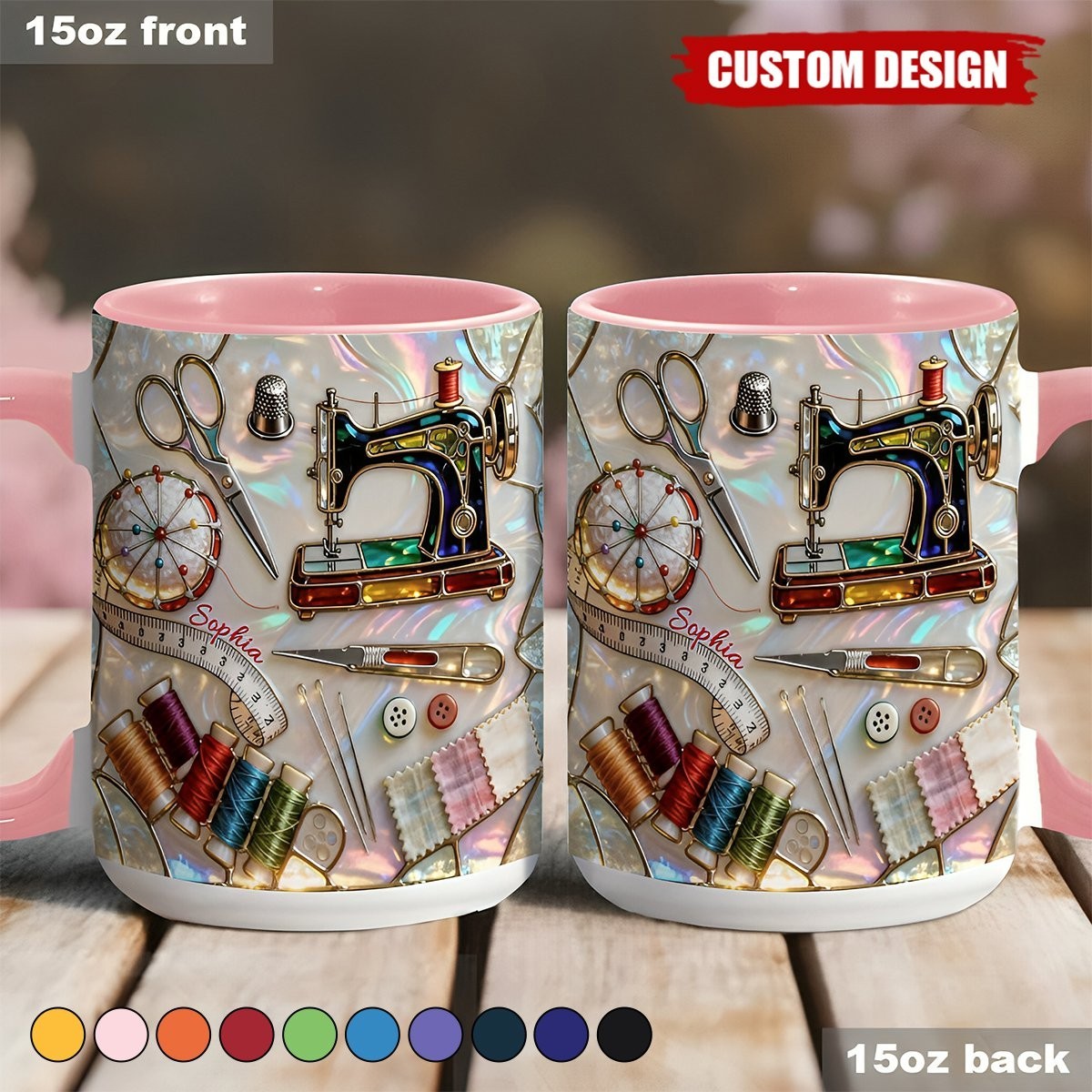 Personalized Sewing Accent Mug -Gift For Sewing Lover, Mom Gifts