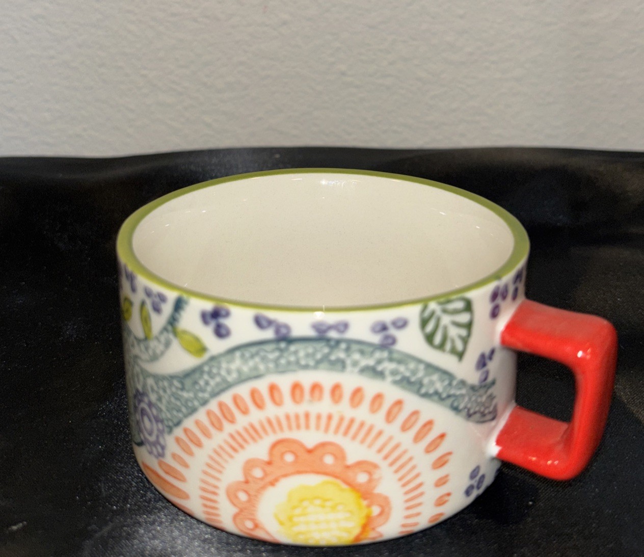 Pier 1 Imports Stackable Coffee Mug Replacement …Hand Painted Paisley Stoneware