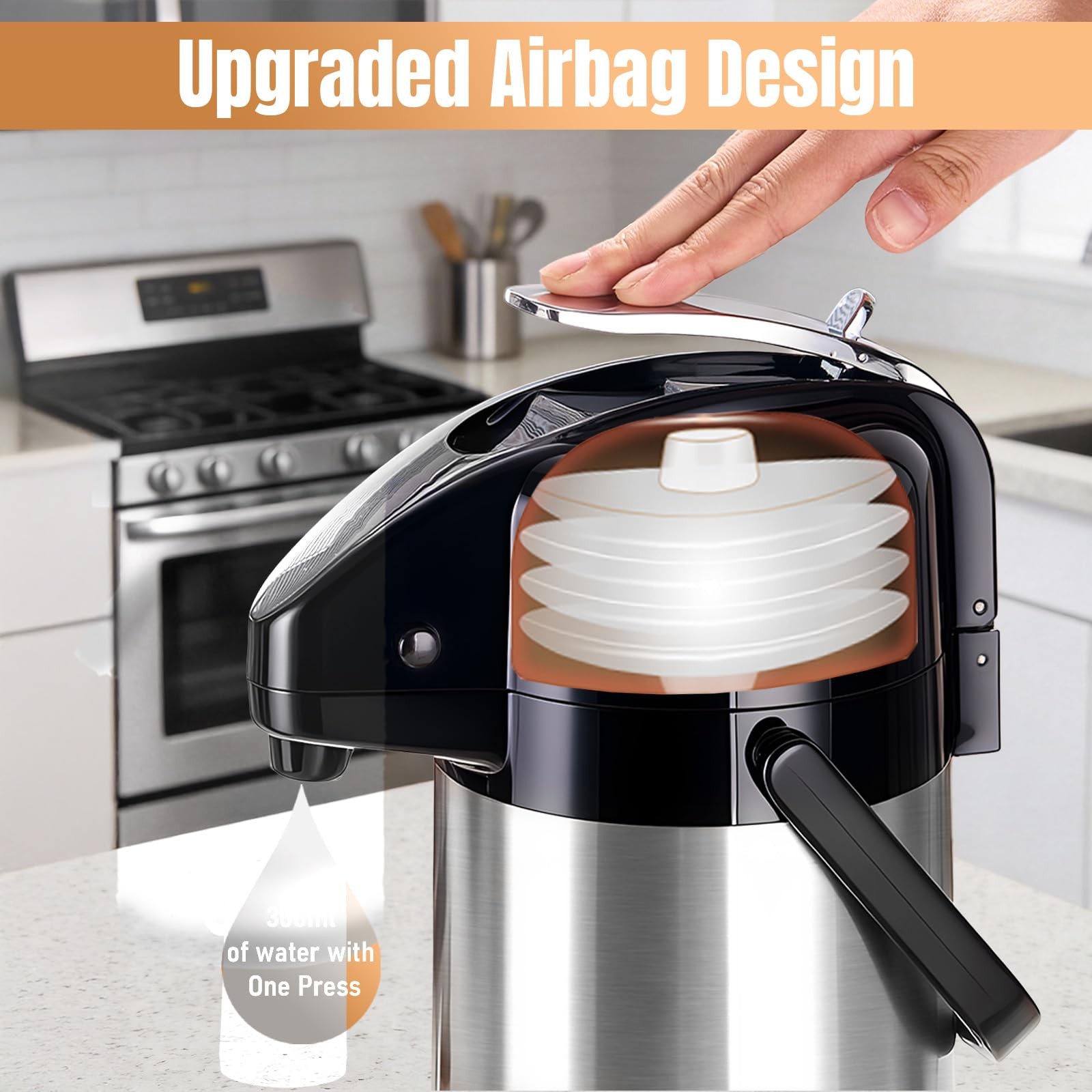 Ratrabas Upgraded Airpot Coffee Carafe with 2.5L, 3L-Stainless Steel Color