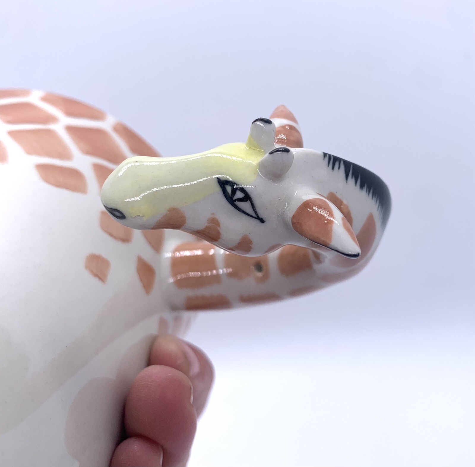 Pier 1 Imports Giraffe Neck Handle Hand Painted Coffee Mug Animal Print