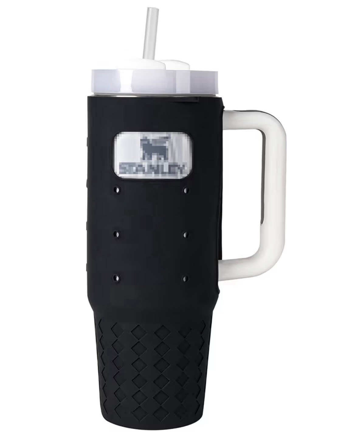 Silicone Sleeve for 30oz Tumbler with Handle Tumbler. (Black 30oz) 1 Pack