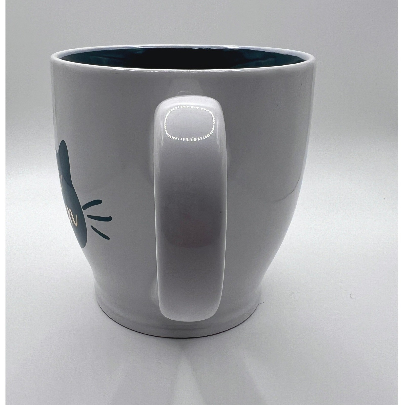 Unbranded Cat Queen Coffee Mug 20oz White Teal Gold Excellent Ceramic Cup