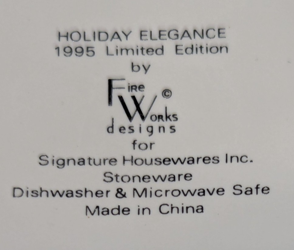 Fine Works Holiday Elegance Christmas Coffee Cup Mug Limited Edition Set/2